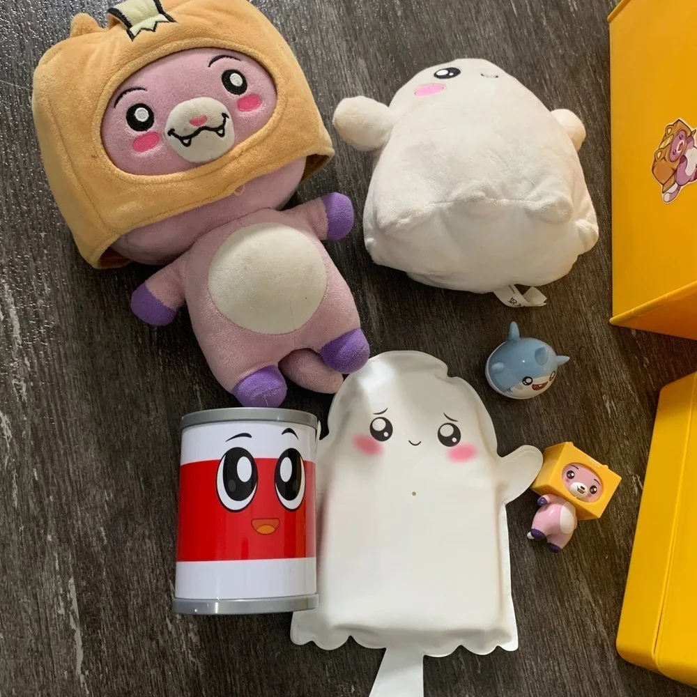 Lankybox Foxy and Boxy Plush Toys Ghost Can Shark Boxy Cube Set Lot of Toys